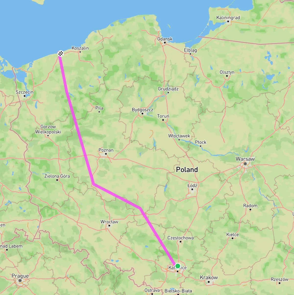 Śląsk – Bałtyk 2025 - map